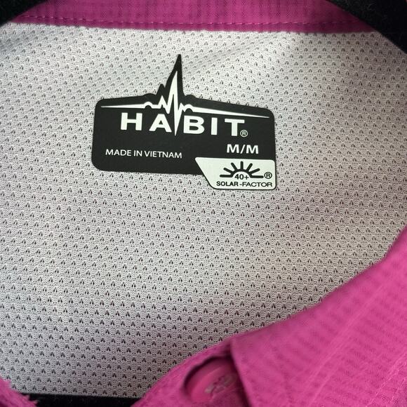 HABIT Women's M Fishing Shirt Short Sleeve V Neck Pink Outdoor Solar Factor 40+ - Picture 4 of 12